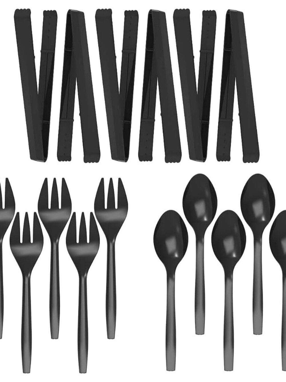 Plastic Serving Utensils Set, 18 Piece, 9" Black